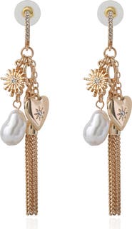 BCBG Generation Multi-Charm Tassel Hoop Earrings