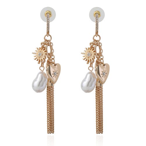 Bcbg Multi-charm Tassel Hoop Earrings In Gold