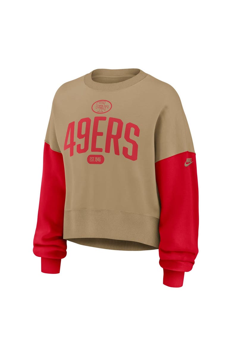 Nike Women's Nike Tan San Francisco 49ers Oversized Rewind Pullover Sweatshirt, Alternate, color, Tan