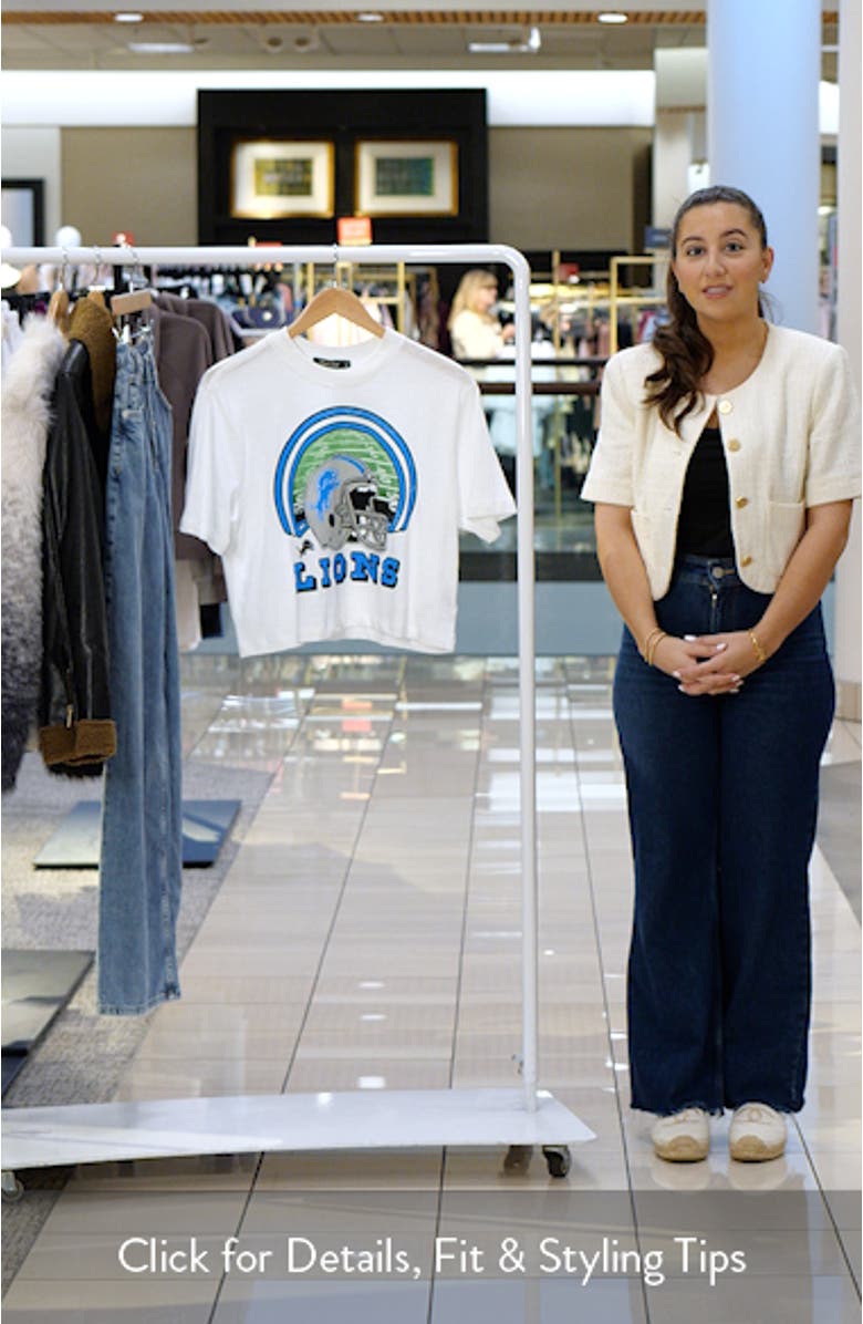 Game Time NFL Detroit Lions Crop Distressed Graphic T-Shirt, sales video thumbnail