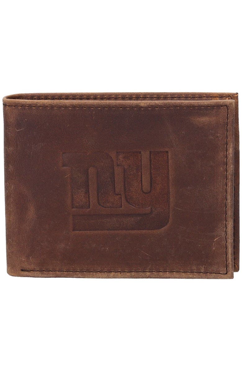 Evergreen Enterprises Brown New York Giants Bifold Leather Wallet, Main, color,