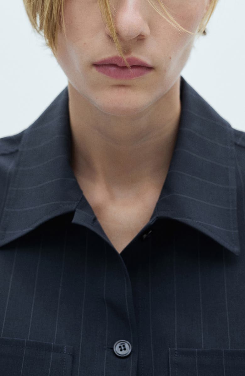 MANGO Pinstripe Oversize Button-Up Shirt, Alternate, color, 