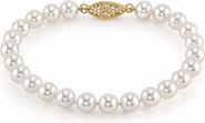 The Pearl Source 6.5-7.0mm Hanadama Akoya White Pearl Bracelet