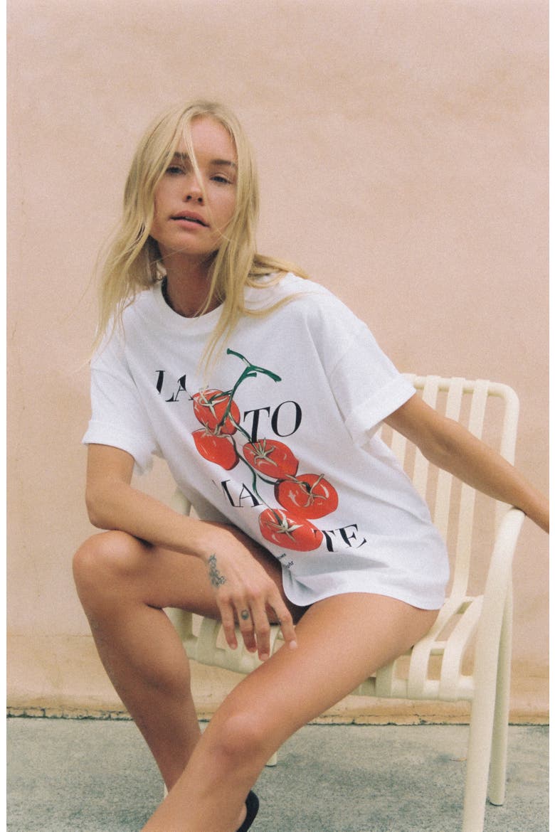 La Tomate Oversize Cotton Graphic T-Shirt, Alternate, color, SUMMER WHITE-TOMATO