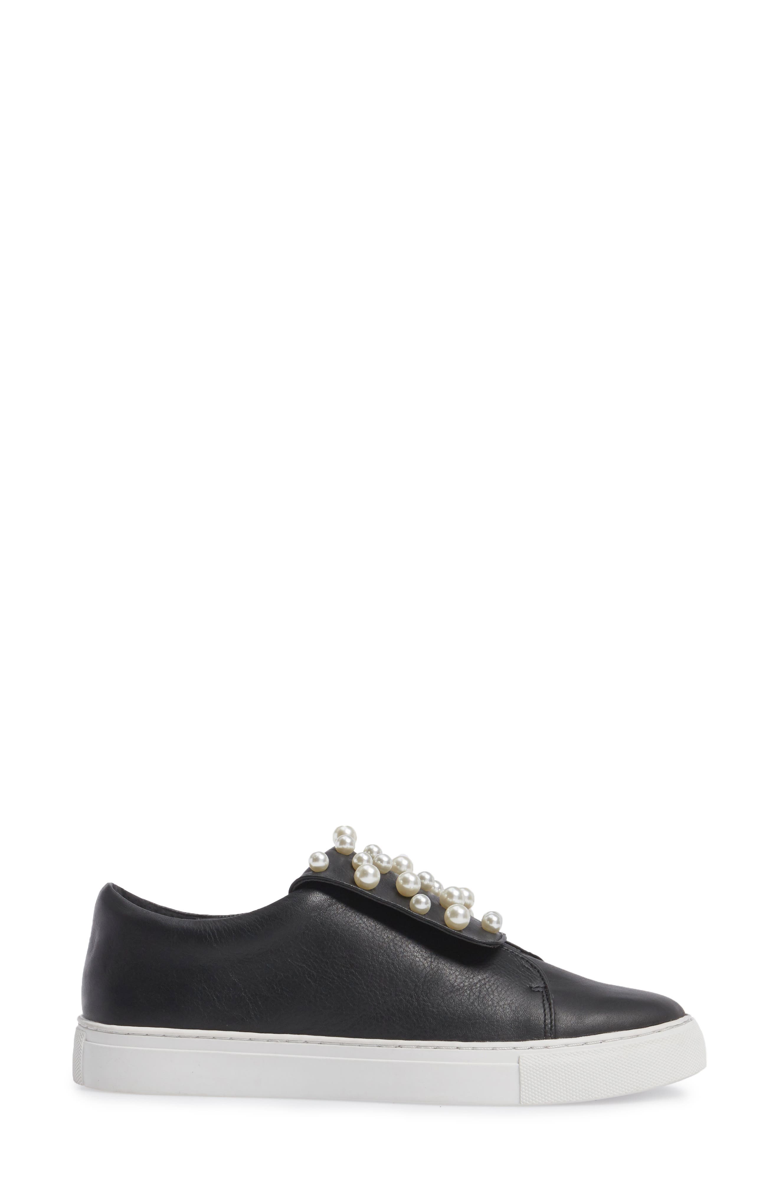 Hadi Imitation Pearl Embellished Platorm Sneaker, Alternate, color, BLACK