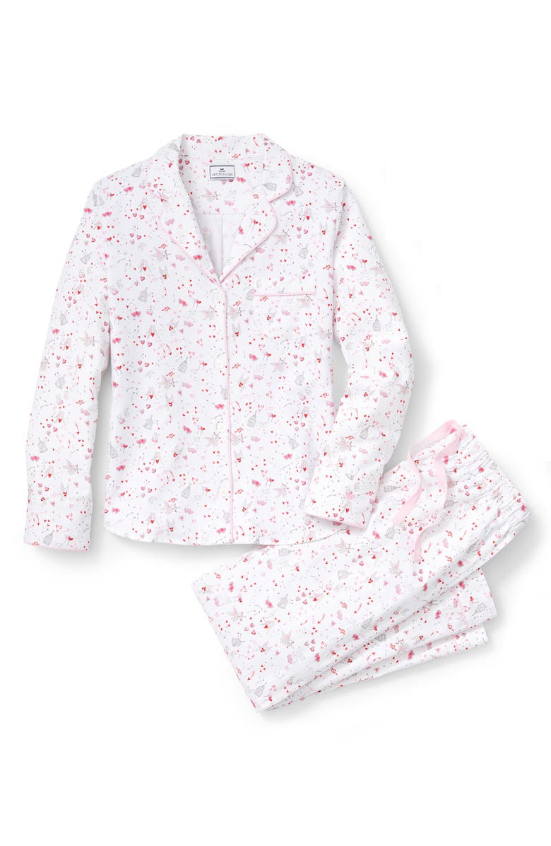 Petite Plume Cotton Twill Long Pajamas, Main, color, White