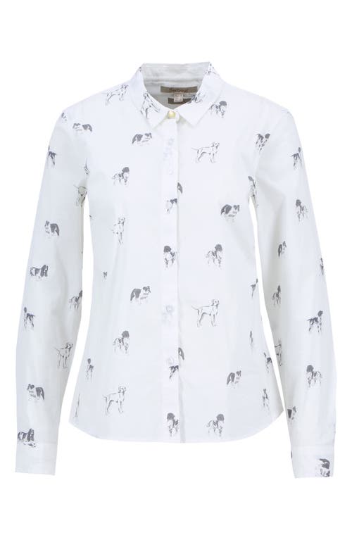 Barbour Brambles Dog Print Cotton Button-up Shirt In White