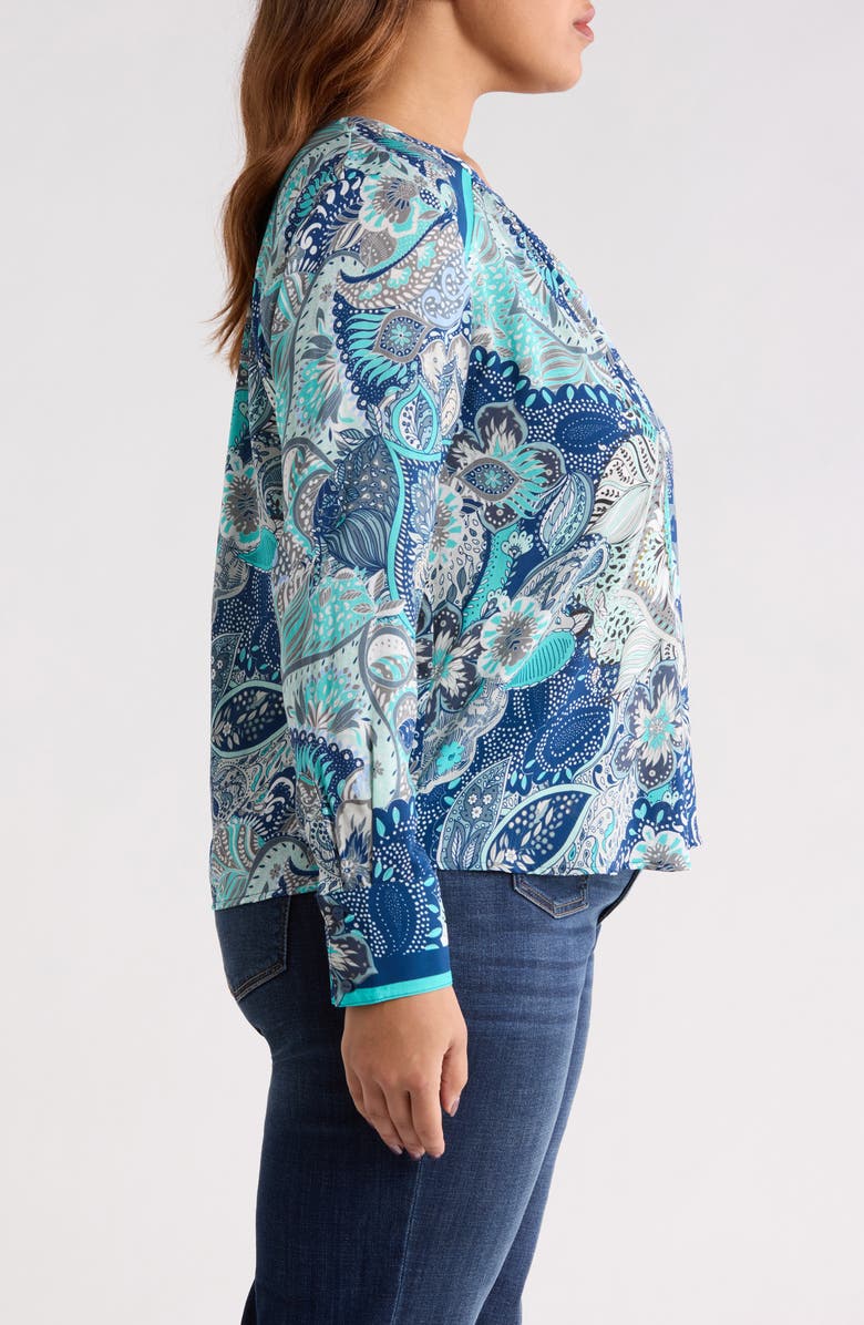 Liverpool Los Angeles Print Keyhole Top, Alternate, color, Aqua Blue Multi