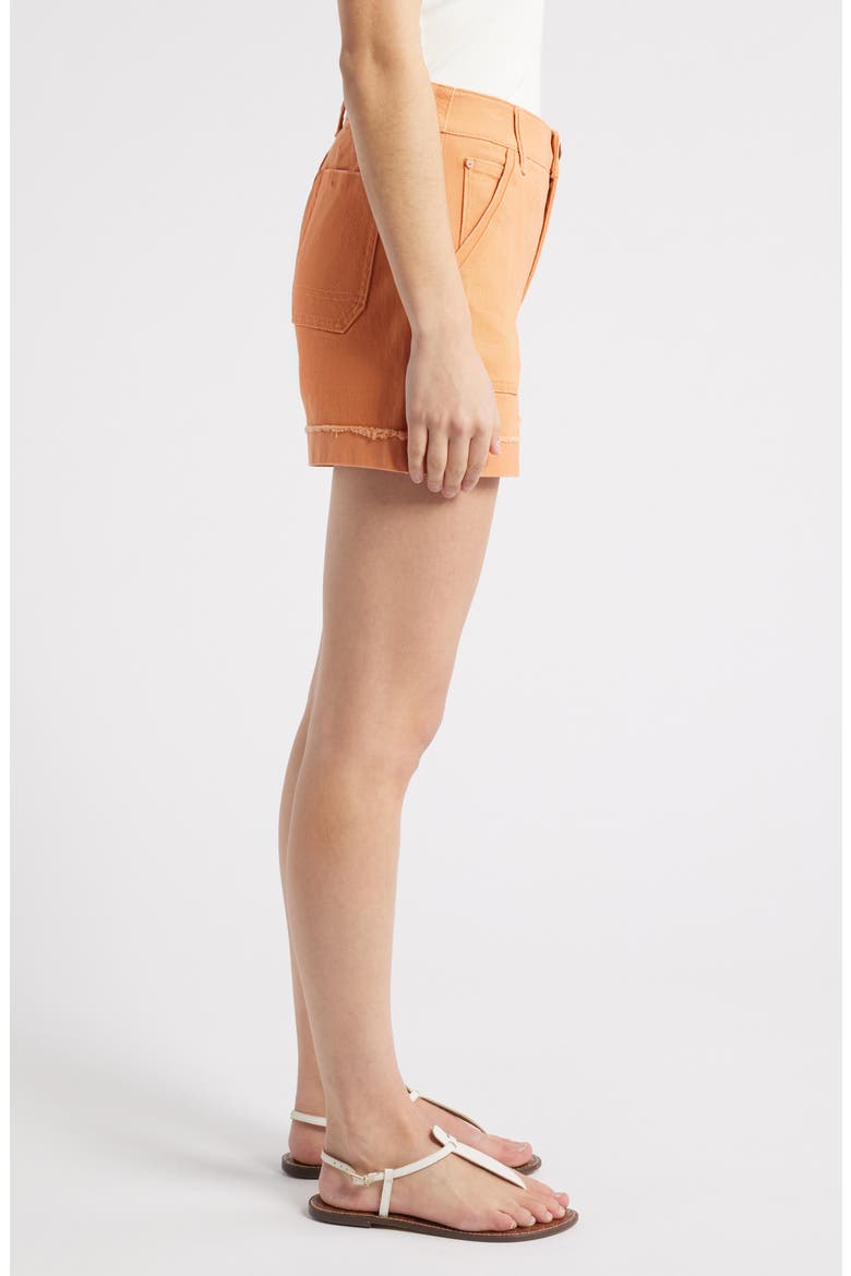 Frayed Patch Pocket High Waist Twill Shorts (Nordstrom Exclusive), Alternate, color, AUTUMN SUNSET
