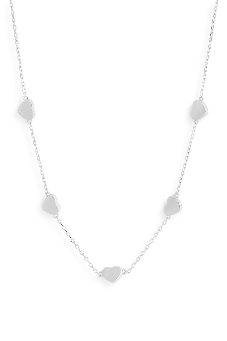 Heart Station Link Necklace, Main, color, SILVER