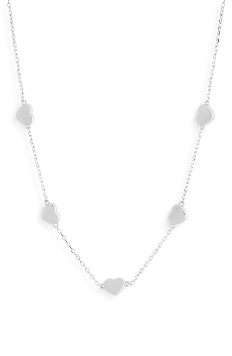 NORDSTROM RACK Heart Station Link Necklace, Main, color, Silver