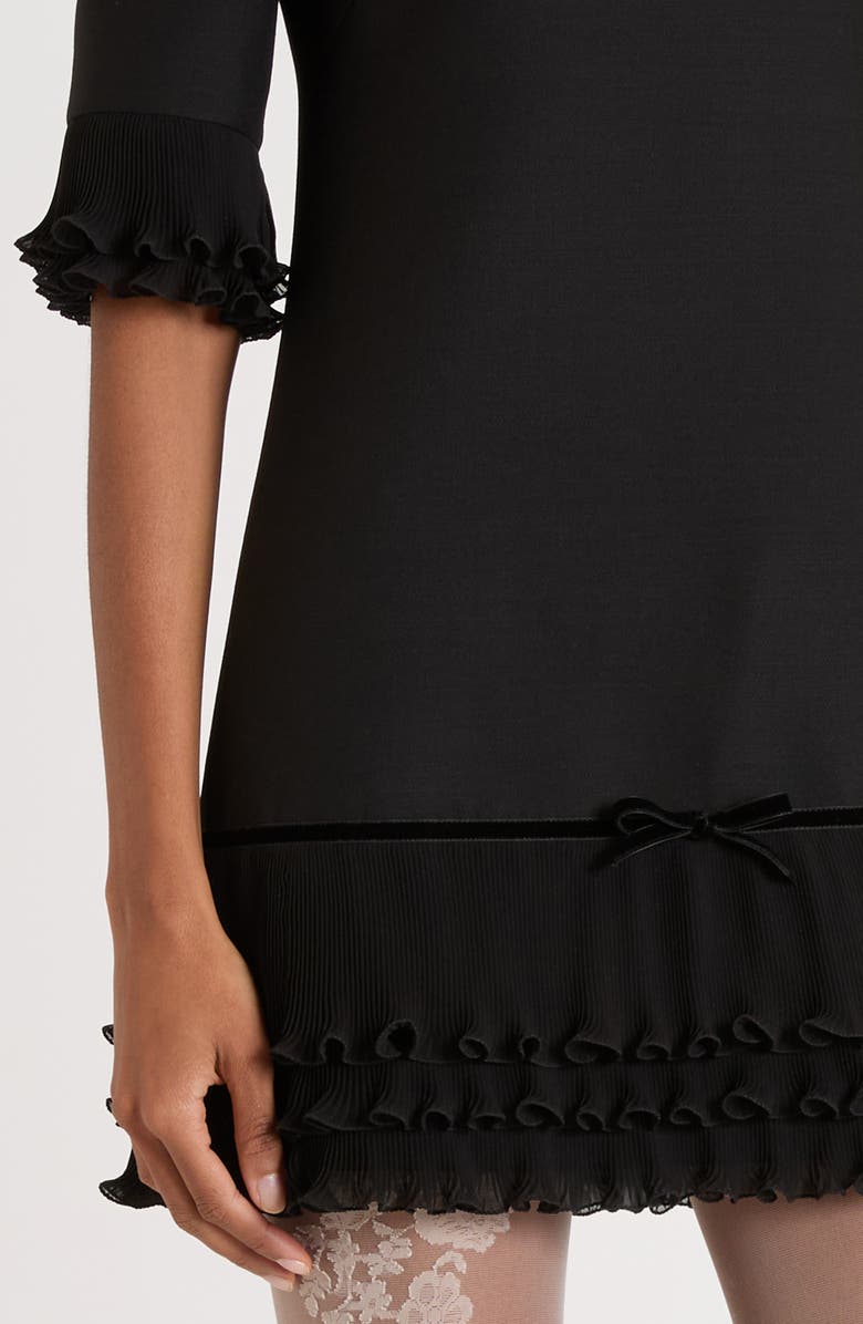 Valentino Garavani Ruffle Trim Crepe Couture Minidress, Alternate, color, Black