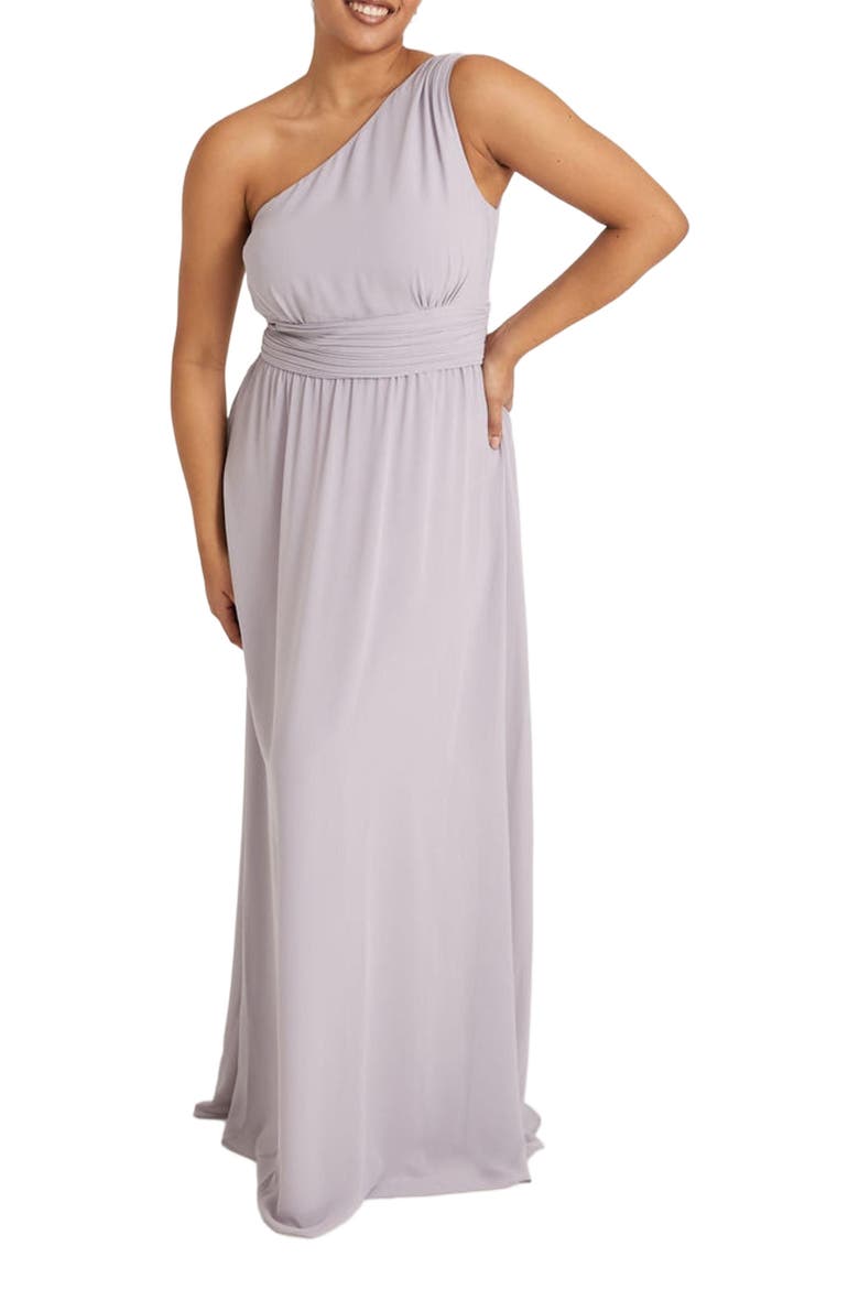 One Shoulder Chiffon Bridesmaid Dress, Alternate, color, Lilac