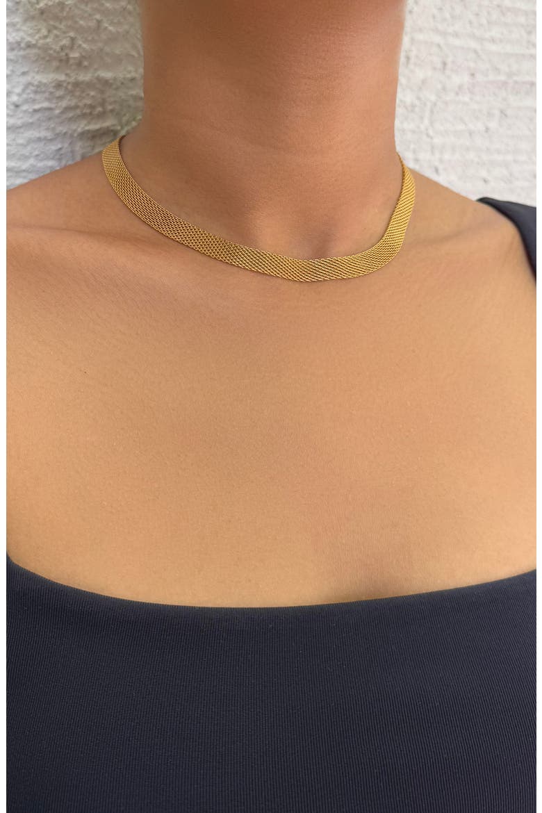 18K Gold Plated Mesh Chain Necklace, Alternate, color, GOLD