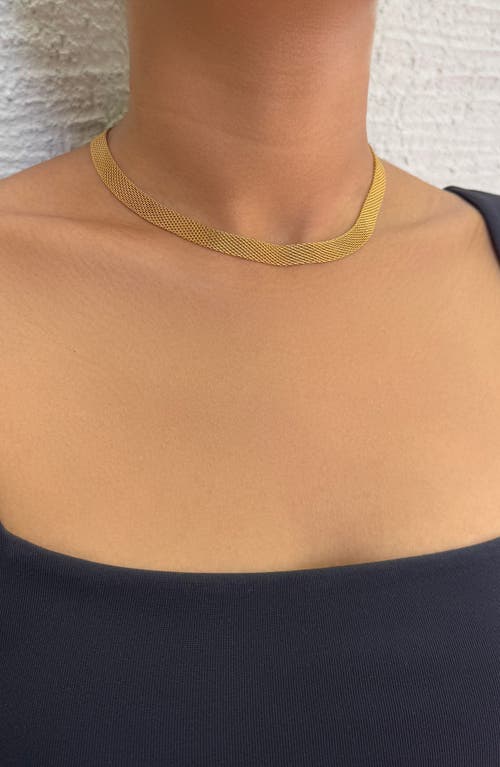 Adornia Tarnish Resistant 18k Gold Plated Mesh Chain Necklace In Gold