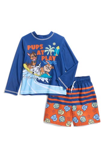 Dreamwave Kids' Paw Patrol Rashguard & Swim Shorts Set In Blue