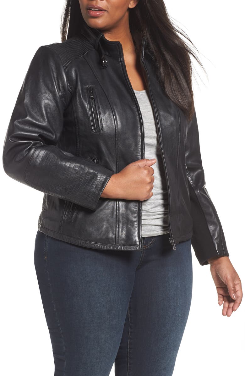 Bernardo Leather Moto Jacket, Main, color, 