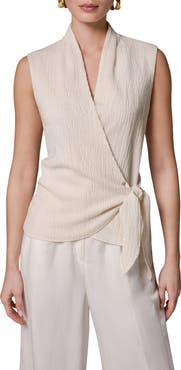 Donna Karan New York Crinkle Sleeveless Faux Wrap Top