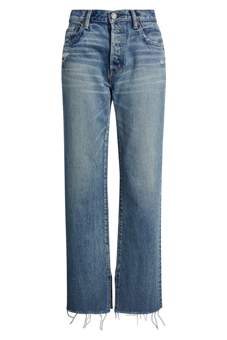Foster Distressed Raw Hem Straight Leg Jeans, Alternate, color, BLUE