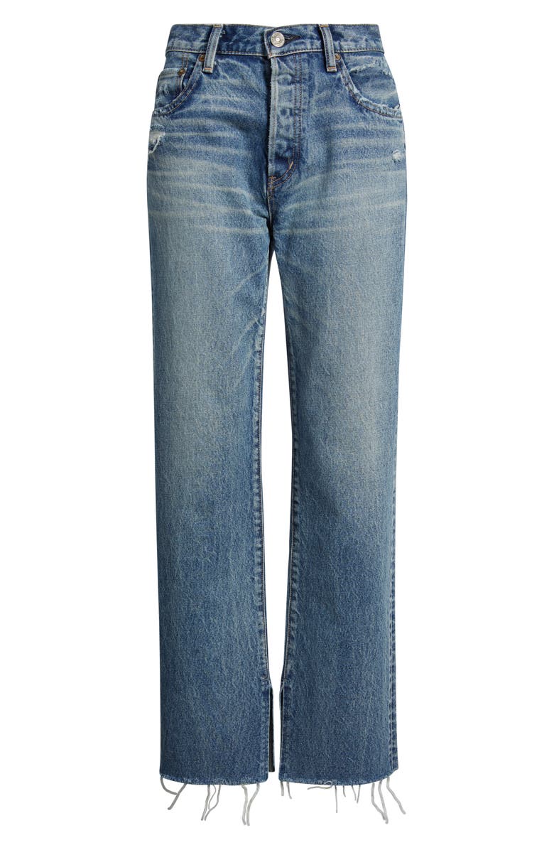 MOUSSY VINTAGE Foster Distressed Raw Hem Straight Leg Jeans, Alternate, color, Blue