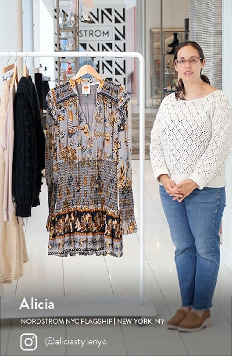 Floral Tapestry Long Sleeve Minidress, sales video thumbnail