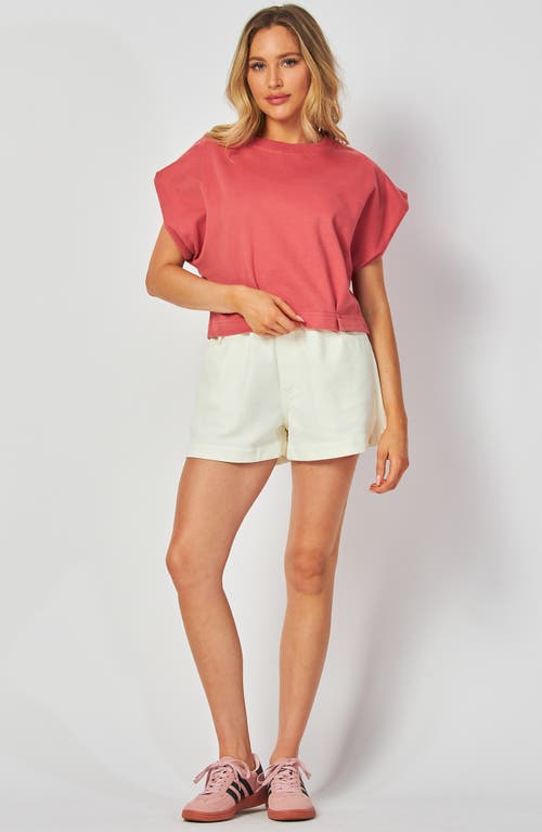 Bluegrey Button Back Cuffed Short Sleeve Top