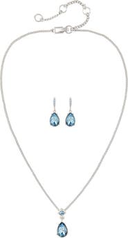 Susan Caplan Givenchy Sapphire Clip-On Earring and Necklace Set