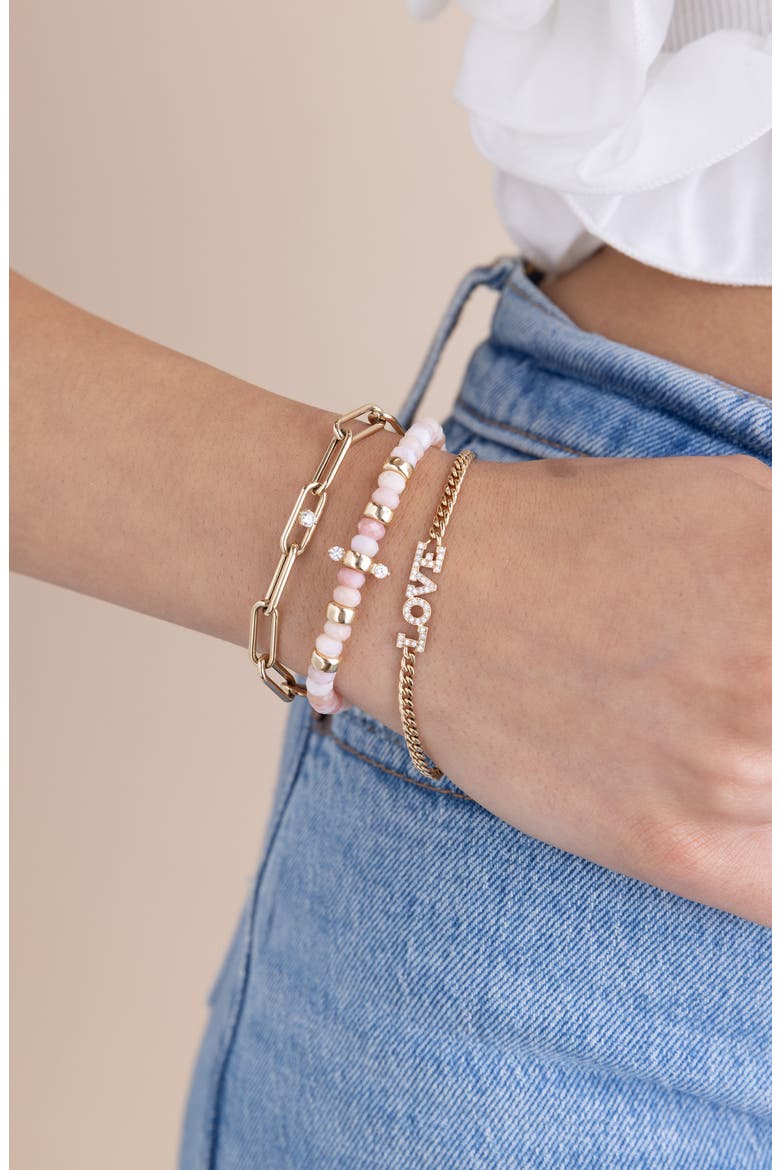 Large Paperclip Chain Bracelet with Prong Diamond, Alternate, color, 14K YELOW GOLD