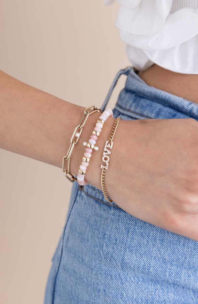 Zoë Chicco Large Paperclip Chain Bracelet with Prong Diamond, Alternate, color, Yellow Gold