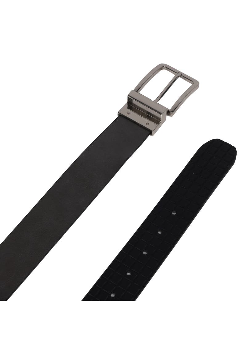 Textured PU Reversible Belt with Polished Buckle, Alternate, color, BLACK/GREY