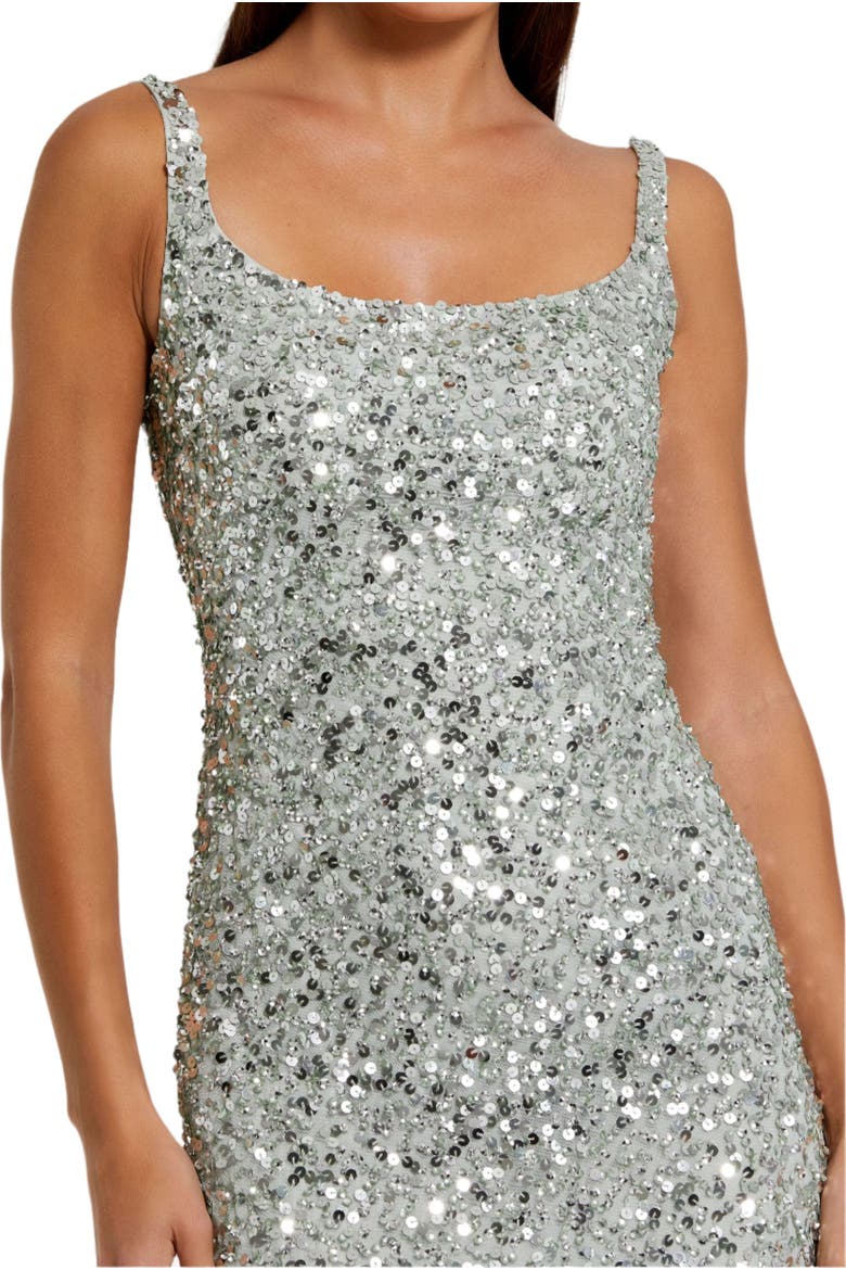 Sequined Low Back Slip Gown, Alternate, color, Sage