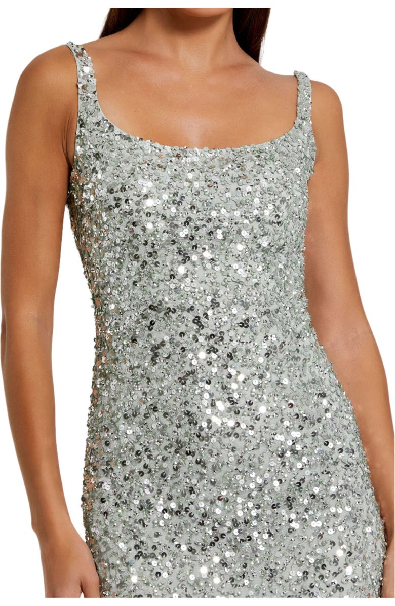Mac Duggal Sequined Low Back Slip Gown, Alternate, color, Sage