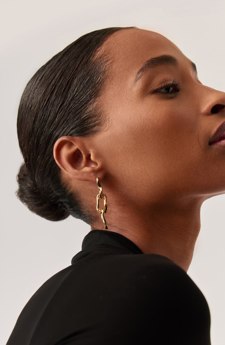 Missoma Molten Ovate Triple Link Drop Earrings, Alternate, color, Gold