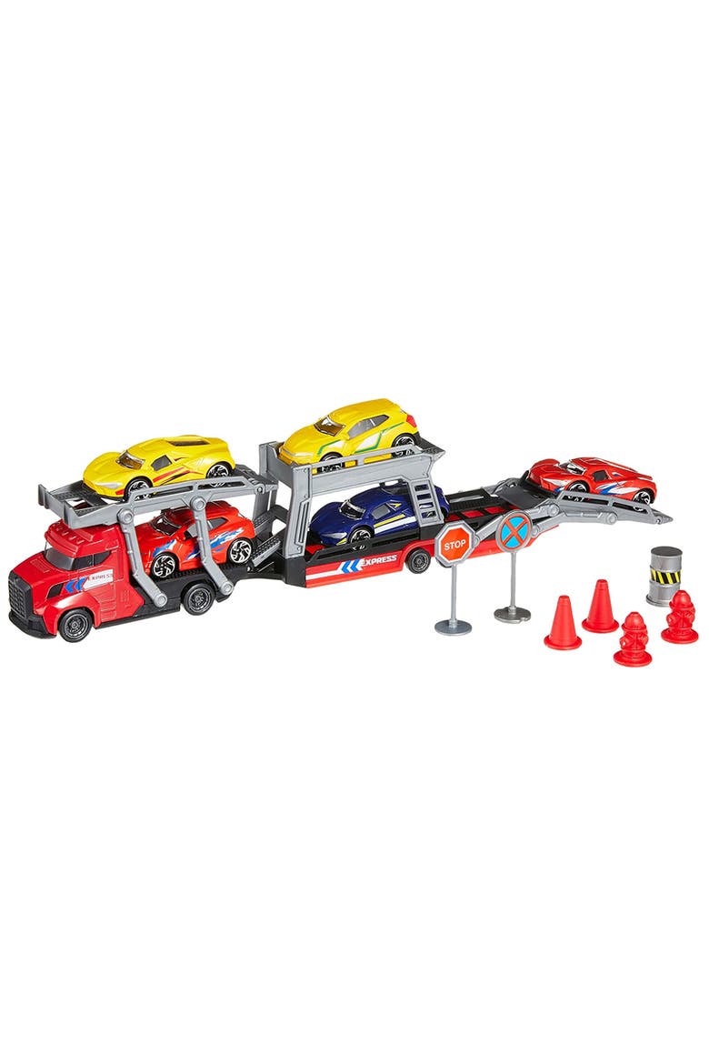 Transporter Set With 5 Diecast Cars, Alternate, color, Multicolored