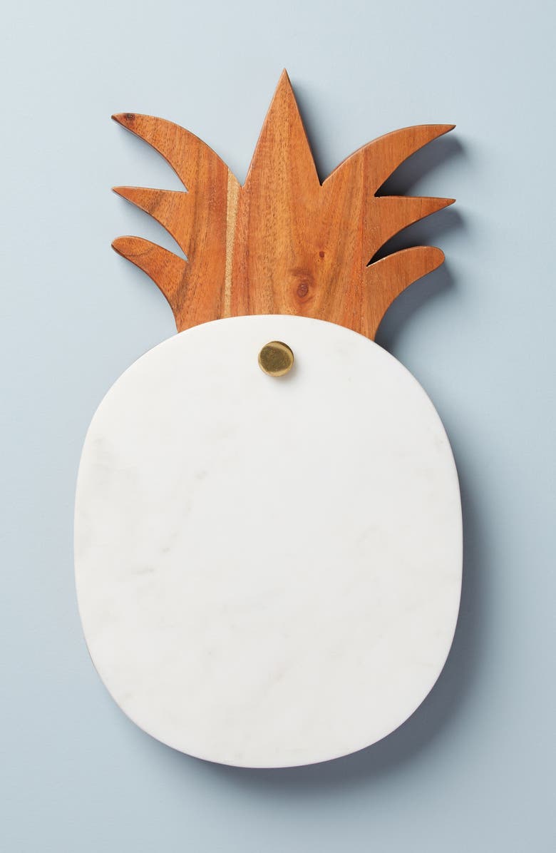 Anthropologie Home Anthropologie Marble Pineapple Cheeseboard & Set of 3 Cheese Knives, Alternate, color,