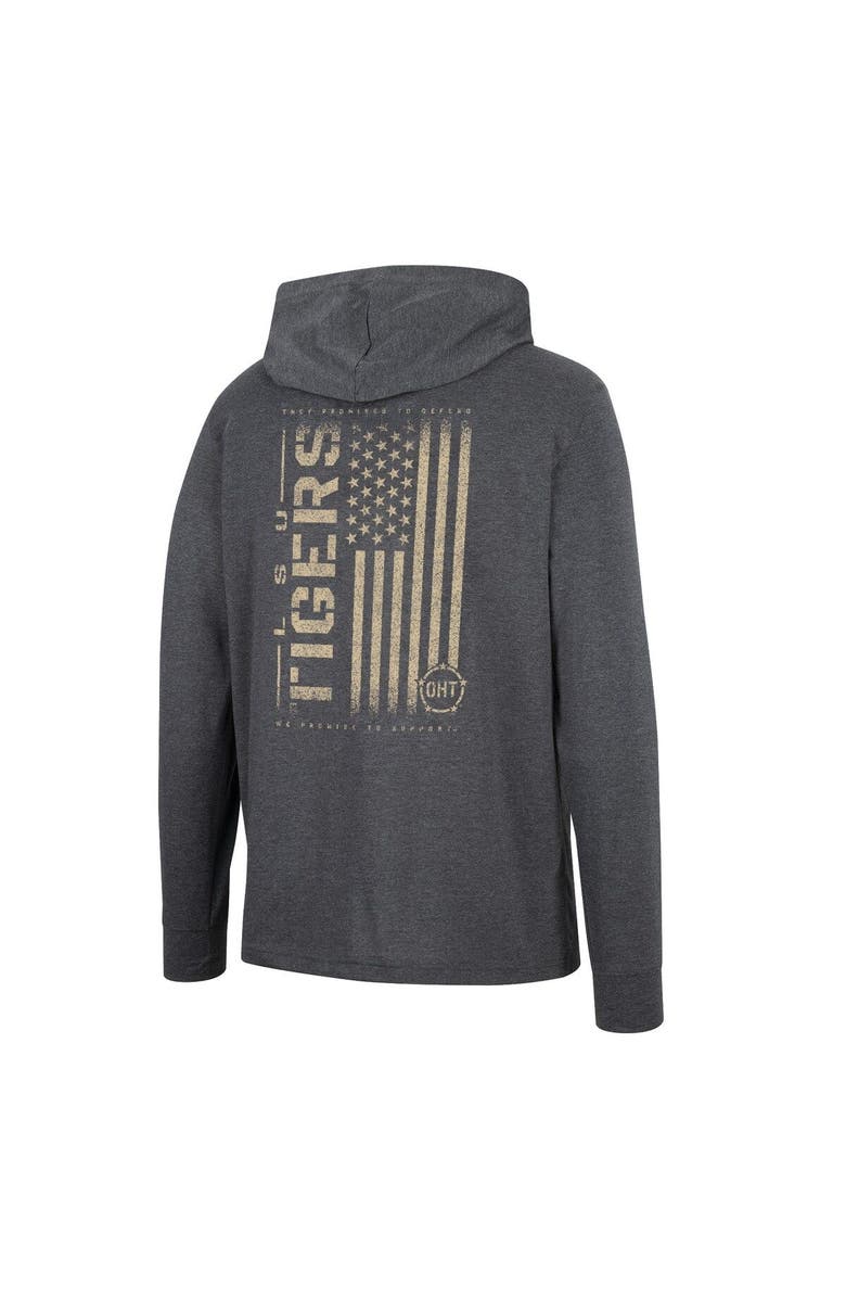 COLOSSEUM Men's Colosseum Heather Black LSU Tigers Team OHT Military Appreciation Long Sleeve Hoodie T-Shirt, Alternate, color, Black