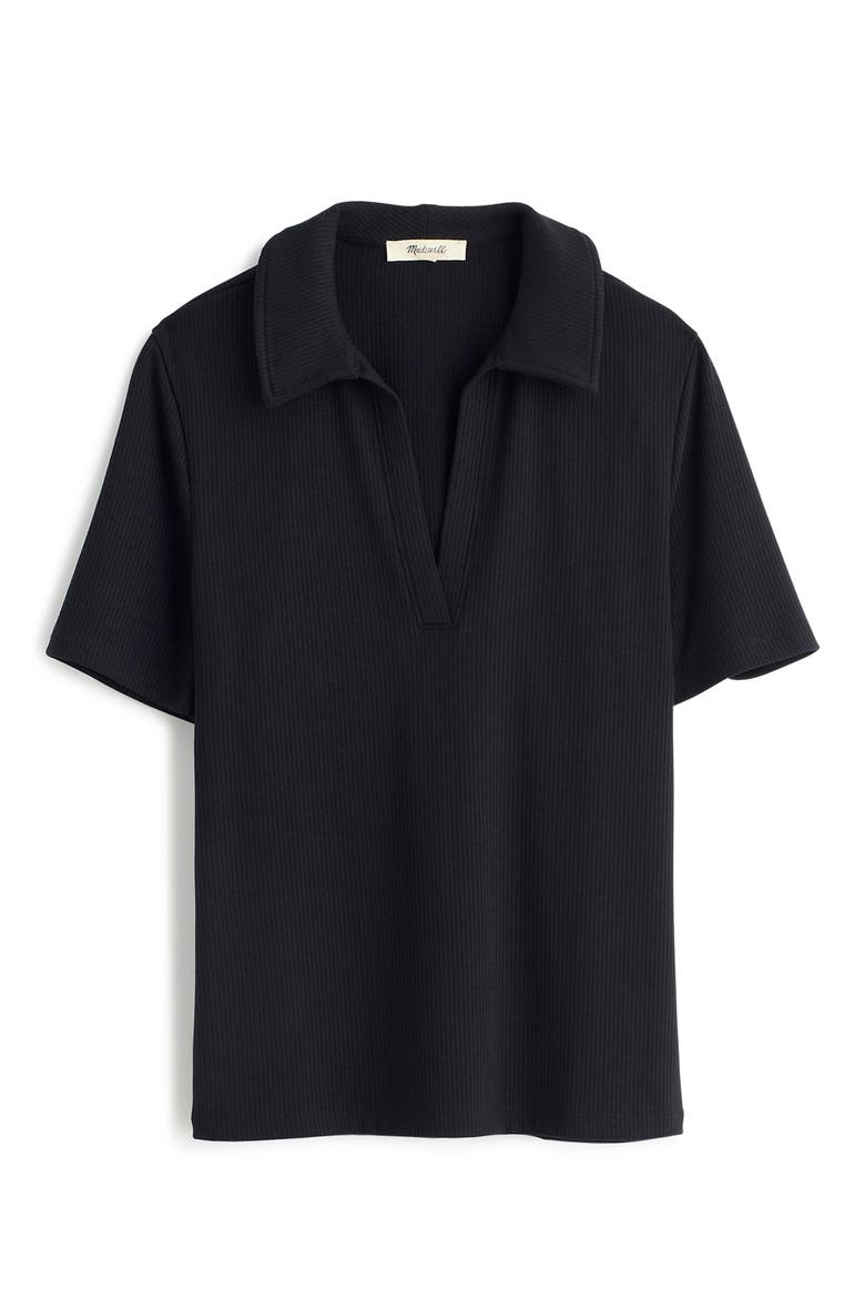 Drapey Rib Polo, Alternate, color, JET BLACK