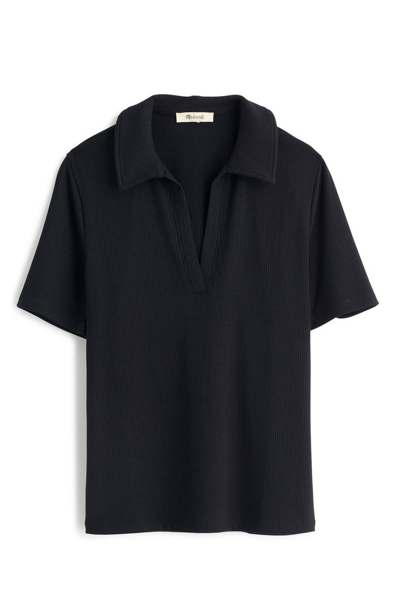 Madewell Drapey Rib Polo, Alternate, color, Jet Black
