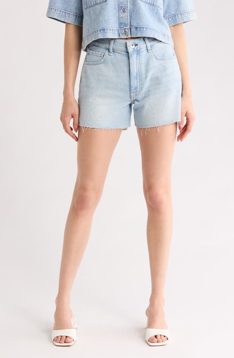 Retro Embellished Cutoff Denim Shorts (Dresher Jewel)