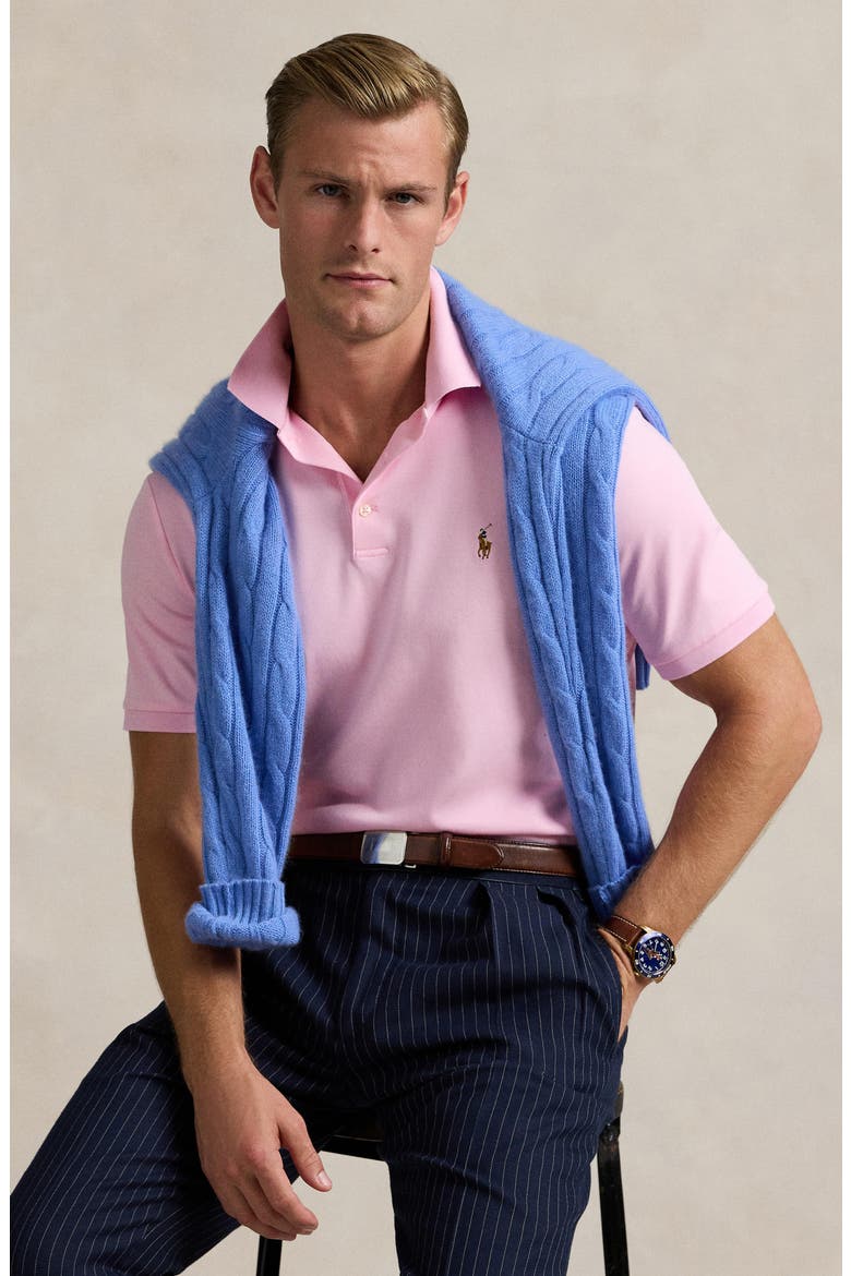 Solid Cotton Jersey Polo, Alternate, color, CARMEL PINK