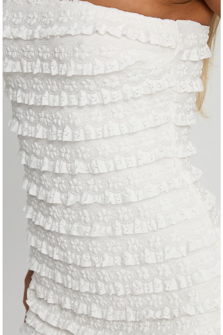 Ayver Ruffle Strapless Romper, Alternate, color, WHITE