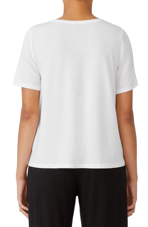Eileen Fisher Cuffed Sleeve Cotton Crewneck T-shirt In White