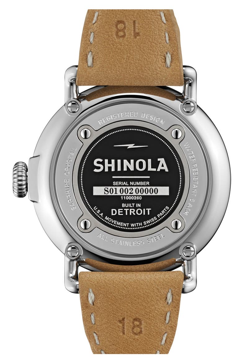 'The Runwell' Leather Strap Watch, 36mm, Alternate, color, NATURAL/ BLUE