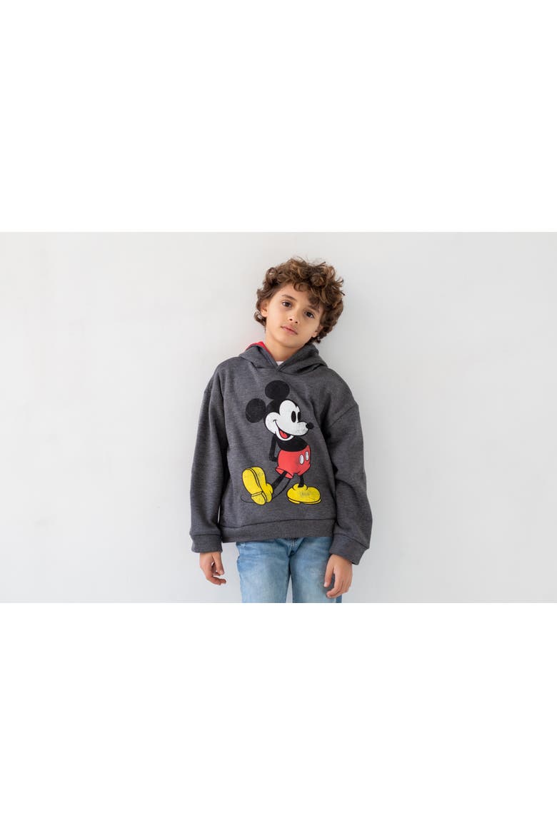 Mickey Mouse Fleece Pullover Hoodie, Alternate, color, Charcoal Mickey