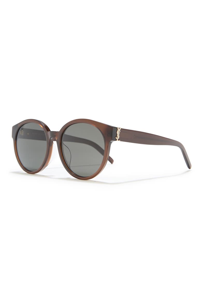 55mm Modified Round Sunglasses, Alternate, color, BROWN BROWN GREY
