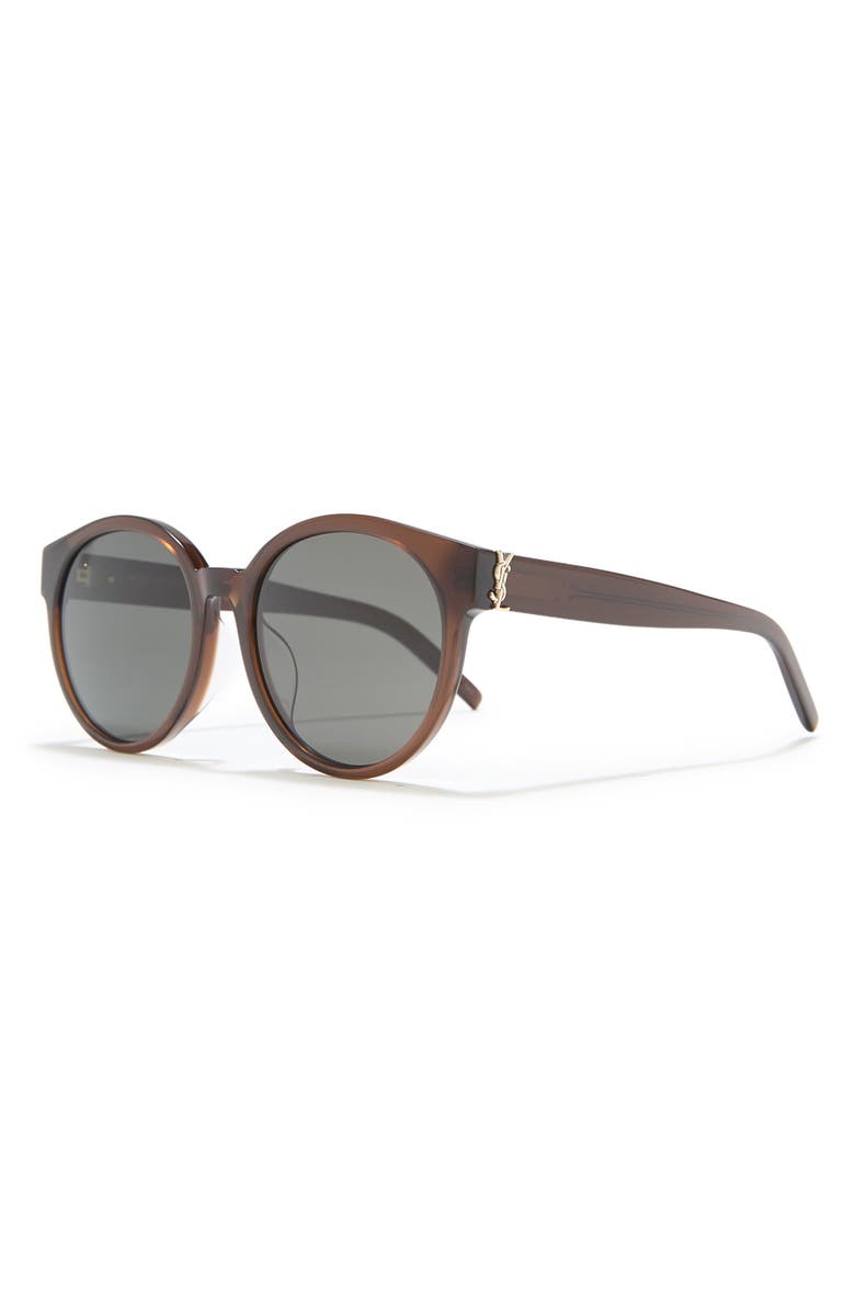 Saint Laurent 55mm Modified Round Sunglasses, Alternate, color, Brown Brown Grey