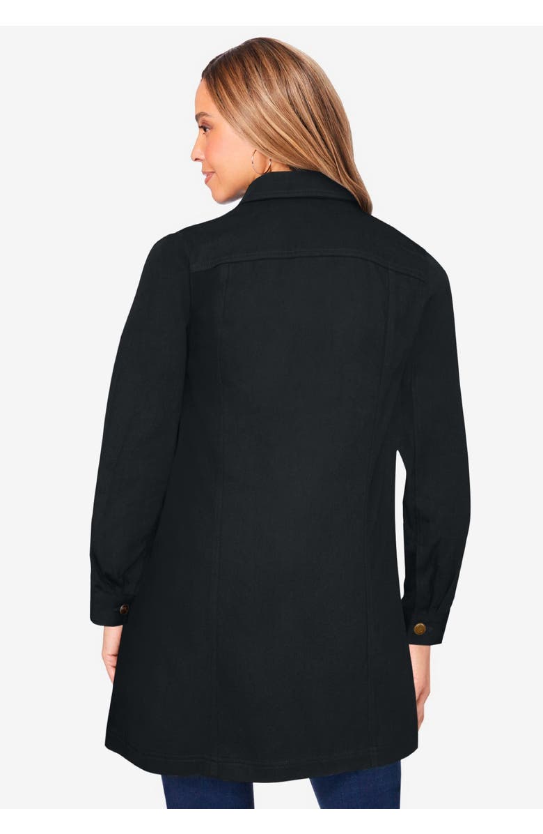 Jessica London Long Denim Jacket, Alternate, color, Black