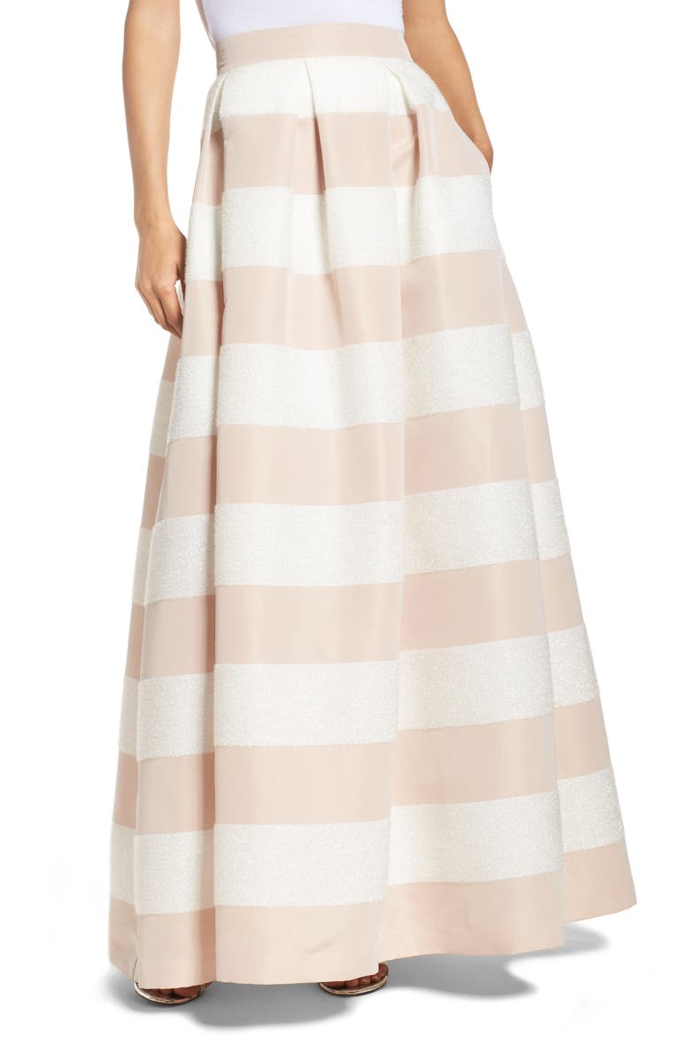 Stripe Ball Skirt, Main, color, IVORY/ BLUSH