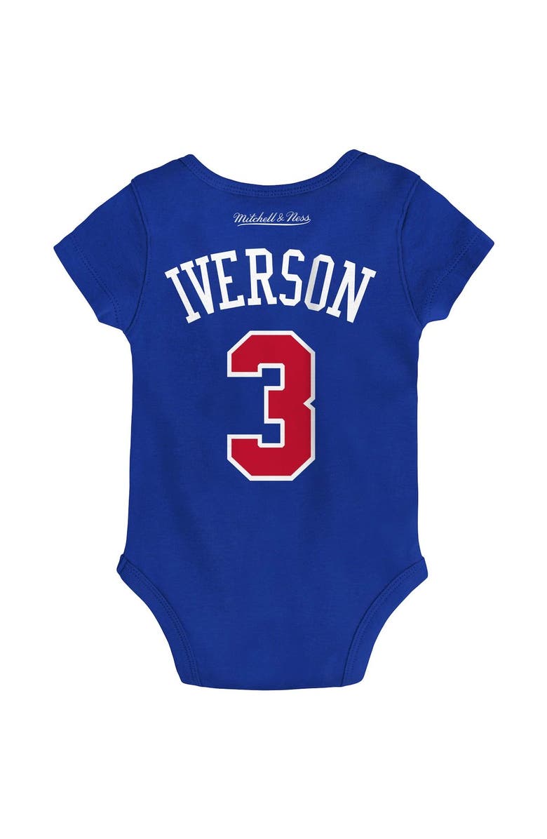 Mitchell & Ness Infant Mitchell & Ness Allen Iverson Royal Philadelphia 76ers Hardwood Classics Name & Number Bodysuit, Alternate, color,