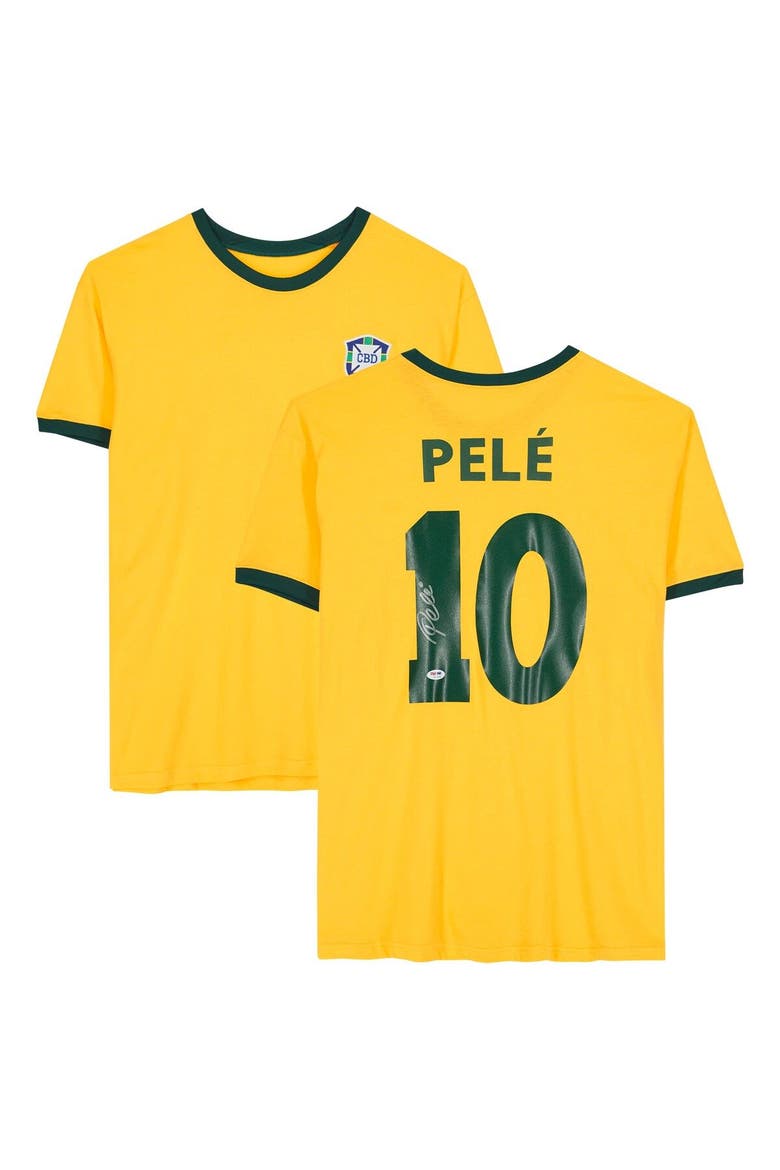 Pele Brazil National Team Autographed Yellow Jersey, Main, color, Yellow